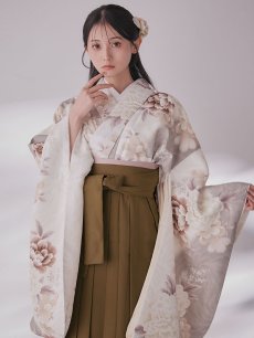 画像11: 【即日発送】グレーピンクフラワー グラデーション二尺袖着物【卒業袴３点セット 二尺袖着物/帯/袴】 (11)