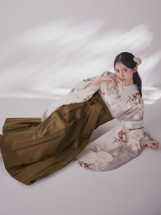 画像17: 【即日発送】グレーピンクフラワー グラデーション二尺袖着物【卒業袴３点セット 二尺袖着物/帯/袴】 (17)