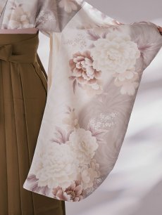 画像22: 【即日発送】グレーピンクフラワー グラデーション二尺袖着物【卒業袴３点セット 二尺袖着物/帯/袴】 (22)