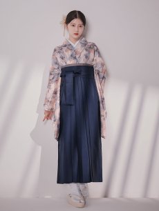 画像6: 【予約商品 / 1月中旬発送予定】グレーピンクフラワー グラデーション二尺袖着物【卒業袴３点セット 二尺袖着物/帯/袴】 (6)