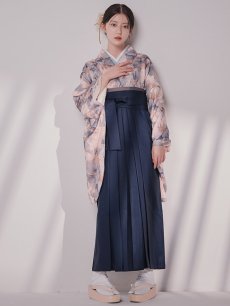 画像10: 【予約商品 / 1月中旬発送予定】グレーピンクフラワー グラデーション二尺袖着物【卒業袴３点セット 二尺袖着物/帯/袴】 (10)