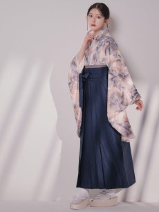 画像12: 【予約商品 / 1月中旬発送予定】グレーピンクフラワー グラデーション二尺袖着物【卒業袴３点セット 二尺袖着物/帯/袴】 (12)