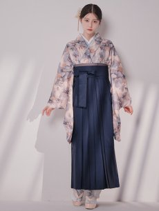 画像16: 【予約商品 / 1月中旬発送予定】グレーピンクフラワー グラデーション二尺袖着物【卒業袴３点セット 二尺袖着物/帯/袴】 (16)