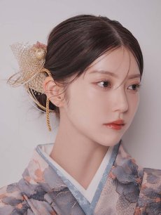 画像21: 【予約商品 / 1月中旬発送予定】グレーピンクフラワー グラデーション二尺袖着物【卒業袴３点セット 二尺袖着物/帯/袴】 (21)