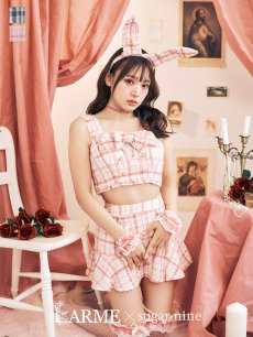 画像3: 【SALE!!】【即日発送】【ハロウィン】【LARME/ラルム掲載】ツイードバニーリボンセットアップ（スカート）【コスプレ6点セット】【XS-Mサイズ/2カラー】[HC03] (3)
