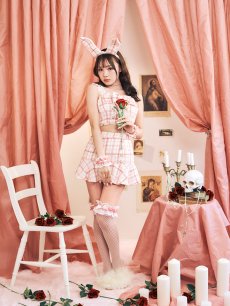 画像6: 【SALE!!】【即日発送】【ハロウィン】【LARME/ラルム掲載】ツイードバニーリボンセットアップ（スカート）【コスプレ6点セット】【XS-Mサイズ/2カラー】[HC03] (6)