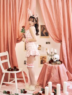 画像7: 【SALE!!】【即日発送】【ハロウィン】【LARME/ラルム掲載】ツイードバニーリボンセットアップ（スカート）【コスプレ6点セット】【XS-Mサイズ/2カラー】[HC03] (7)