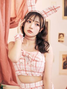 画像9: 【SALE!!】【即日発送】【ハロウィン】【LARME/ラルム掲載】ツイードバニーリボンセットアップ（スカート）【コスプレ6点セット】【XS-Mサイズ/2カラー】[HC03] (9)