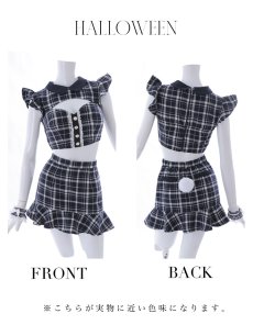 画像19: 【SALE】【ハロウィン】 チェックバニーセットアップ  【コスプレ6点セット】【XS-Lサイズ/2カラー】[HC03] (19)