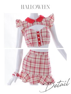 画像24: 【SALE】【ハロウィン】 チェックバニーセットアップ  【コスプレ6点セット】【XS-Lサイズ/2カラー】[HC03] (24)