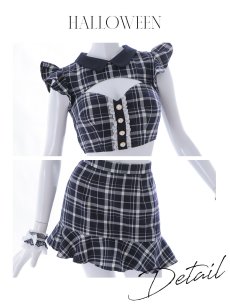 画像20: 【SALE】【ハロウィン】 チェックバニーセットアップ  【コスプレ6点セット】【XS-Lサイズ/2カラー】[HC03] (20)