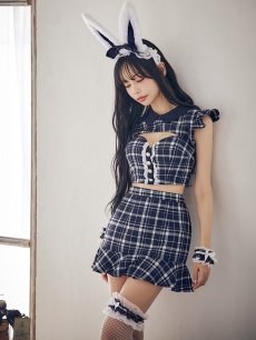 画像15: 【SALE】【ハロウィン】 チェックバニーセットアップ  【コスプレ6点セット】【XS-Lサイズ/2カラー】[HC03] (15)