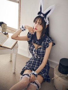 画像3: 【SALE】【ハロウィン】 チェックバニーセットアップ  【コスプレ6点セット】【XS-Lサイズ/2カラー】[HC03] (3)