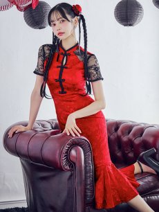 画像2: 【SALE!!】【即日発送】【ハロウィン】 マーメイドレースチャイナ 【コスプレ2点セット】【S-Lサイズ/3カラー】(SE01YN)[HC03] (2)