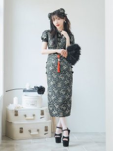 画像5: 【即日発送】【ハロウィン】 パフスリーブチャイナドレス【コスプレ2点セット】【S-Mサイズ/3カラー】(SE02YN)[HC03] (5)