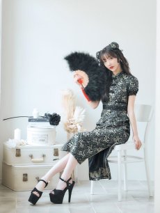 画像12: 【即日発送】【ハロウィン】 パフスリーブチャイナドレス【コスプレ2点セット】【S-Mサイズ/3カラー】(SE02YN)[HC03] (12)