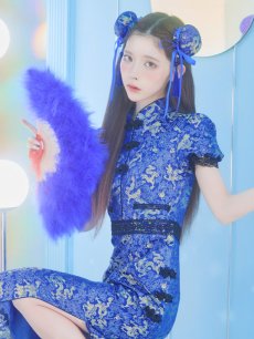 画像4: 【即日発送】【ハロウィン】 緩苺ちゃん着用 パフスリーブチャイナドレス【コスプレ2点セット】【S-XLサイズ/3カラー】(SE02YN)[HC03] (4)