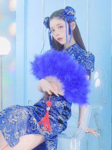 画像9: 【即日発送】【ハロウィン】 緩苺ちゃん着用 パフスリーブチャイナドレス【コスプレ2点セット】【S-XLサイズ/3カラー】(SE02YN)[HC03] (9)