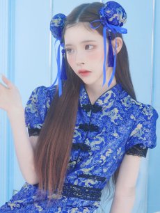 画像13: 【即日発送】【ハロウィン】 緩苺ちゃん着用 パフスリーブチャイナドレス【コスプレ2点セット】【S-XLサイズ/3カラー】(SE02YN)[HC03] (13)