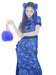 画像15: 【即日発送】【ハロウィン】 緩苺ちゃん着用 パフスリーブチャイナドレス【コスプレ2点セット】【S-XLサイズ/3カラー】(SE02YN)[HC03] (15)