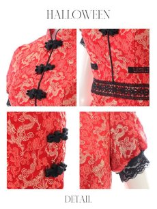 画像35: 【即日発送】【ハロウィン】 緩苺ちゃん着用 パフスリーブチャイナドレス【コスプレ2点セット】【S-XLサイズ/3カラー】(SE02YN)[HC03] (35)