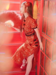 画像24: 【即日発送】【ハロウィン】 緩苺ちゃん着用 パフスリーブチャイナドレス【コスプレ2点セット】【S-XLサイズ/3カラー】(SE02YN)[HC03] (24)