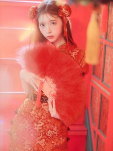 画像26: 【即日発送】【ハロウィン】 緩苺ちゃん着用 パフスリーブチャイナドレス【コスプレ2点セット】【S-XLサイズ/3カラー】(SE02YN)[HC03] (26)