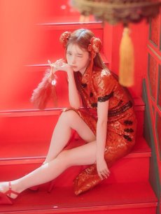 画像27: 【即日発送】【ハロウィン】 緩苺ちゃん着用 パフスリーブチャイナドレス【コスプレ2点セット】【S-XLサイズ/3カラー】(SE02YN)[HC03] (27)