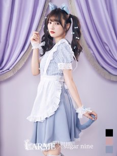 画像1: 【ハロウィン】【LARME/ラルム掲載】 ギンガムチェック猫メイド【コスプレ5点セット】【S-Mサイズ/3カラー】[HC03] (1)