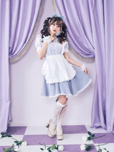 画像2: 【ハロウィン】【LARME/ラルム掲載】 ギンガムチェック猫メイド【コスプレ5点セット】【S-Mサイズ/3カラー】[HC03] (2)