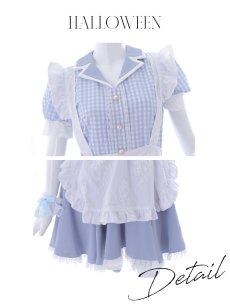画像11: 【ハロウィン】【LARME/ラルム掲載】 ギンガムチェック猫メイド【コスプレ5点セット】【S-Mサイズ/3カラー】[HC03] (11)