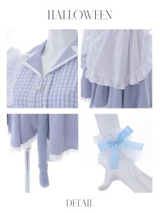 画像10: 【ハロウィン】【LARME/ラルム掲載】 ギンガムチェック猫メイド【コスプレ5点セット】【S-Mサイズ/3カラー】[HC03] (10)