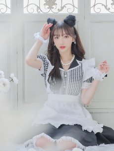 画像8: 【ハロウィン】 ギンガムチェック猫メイド【コスプレ5点セット】【S-Mサイズ/3カラー】[HC03] (8)