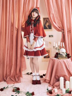 画像2: 【即日発送】【送料無料！】【ハロウィン】【LARME/ラルム掲載】赤ずきん【コスプレ3点セット】【S-XLサイズ/1カラー】[HC03] (2)