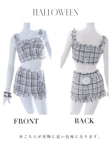 画像19: 【SALE!!】【即日発送】【ハロウィン】ツイードバニーリボンセットアップ（パンツ）【コスプレ6点セット】 【XS-Mサイズ/2カラー】[HC03] (19)