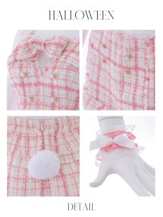 画像25: 【SALE!!】【即日発送】【ハロウィン】ツイードバニーリボンセットアップ（パンツ）【コスプレ6点セット】 【XS-Mサイズ/2カラー】[HC03] (25)