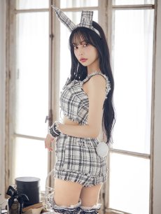 画像11: 【SALE!!】【即日発送】【ハロウィン】ツイードバニーリボンセットアップ（パンツ）【コスプレ6点セット】 【XS-Mサイズ/2カラー】[HC03] (11)