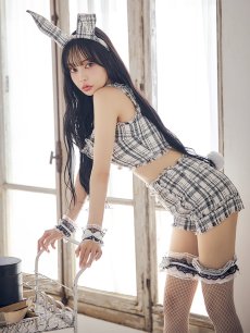 画像9: 【SALE!!】【即日発送】【ハロウィン】ツイードバニーリボンセットアップ（パンツ）【コスプレ6点セット】 【XS-Mサイズ/2カラー】[HC03] (9)