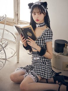 画像2: 【SALE!!】【即日発送】【ハロウィン】ツイードキャットセットアップ 【コスプレ6点セット】 【XS-Mサイズ/4カラー】[HC03] (2)