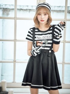 画像1: 【SALE!!】【即日発送】【ハロウィン】 囚人 プリズナーガール 【コスプレ3点セット】【S-Mサイズ/1カラー】(HC206-SV)[HC03] (1)