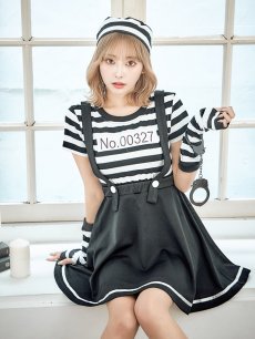 画像3: 【SALE!!】【即日発送】【ハロウィン】 囚人 プリズナーガール 【コスプレ3点セット】【S-Mサイズ/1カラー】(HC206-SV)[HC03] (3)