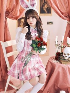 画像2: 【SALE!!】【ハロウィン】チェック制服バニー【コスプレ6点セット】 【S-Lサイズ/1カラー】[HC03] (2)