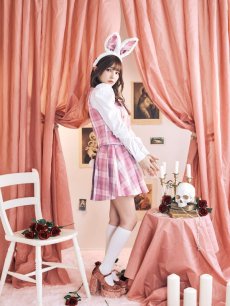 画像3: 【SALE!!】【ハロウィン】チェック制服バニー【コスプレ6点セット】 【S-Lサイズ/1カラー】[HC03] (3)