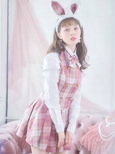 画像2: 【SALE!!】【ハロウィン】チェック制服バニー【コスプレ6点セット】 【S-Lサイズ/1カラー】[HC03] (2)