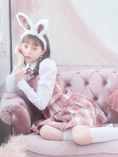 画像3: 【SALE!!】【ハロウィン】チェック制服バニー【コスプレ6点セット】 【S-Lサイズ/1カラー】[HC03] (3)