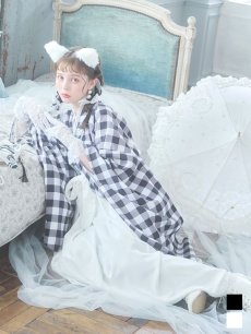 画像1: 【即日発送】【ハロウィン】 ギンガム猫巫女【コスプレ5点セット】【Fサイズ/2カラー】[HC03] (1)