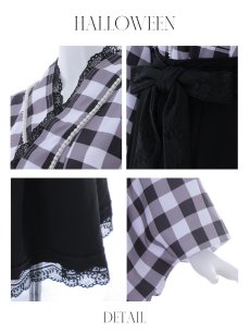 画像21: 【即日発送】【ハロウィン】 ギンガム猫巫女【コスプレ5点セット】【Fサイズ/2カラー】[HC03] (21)