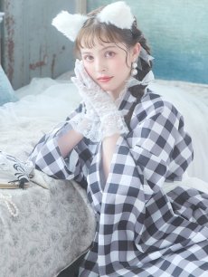 画像4: 【即日発送】【ハロウィン】 ギンガム猫巫女【コスプレ5点セット】【Fサイズ/2カラー】[HC03] (4)