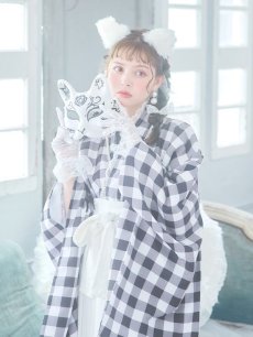 画像6: 【即日発送】【ハロウィン】 ギンガム猫巫女【コスプレ5点セット】【Fサイズ/2カラー】[HC03] (6)