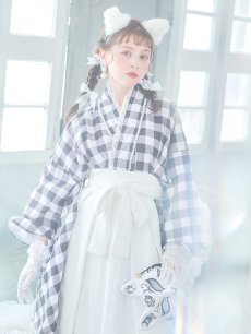 画像3: 【即日発送】【ハロウィン】 ギンガム猫巫女【コスプレ5点セット】【Fサイズ/2カラー】[HC03] (3)